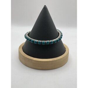 Turquoise Beaded Silver Stretch Bracelet